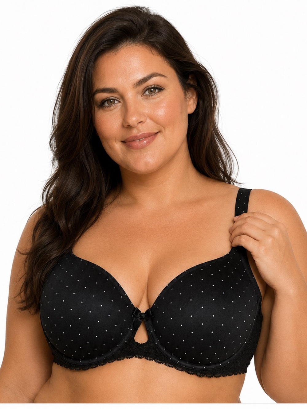 Déesse Lingerie Contour T-Shirt Bra 38DDD Black Polka Dot Lace Underwire